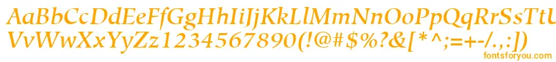 HiroshigeLtMediumItalic Font – Orange Fonts on White Background