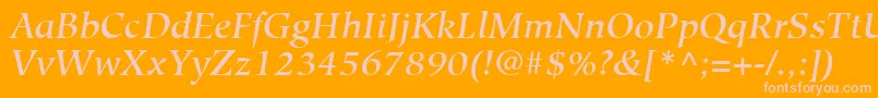 HiroshigeLtMediumItalic Font – Pink Fonts on Orange Background