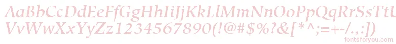 Fonte HiroshigeLtMediumItalic – fontes rosa em um fundo branco