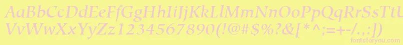 HiroshigeLtMediumItalic Font – Pink Fonts on Yellow Background