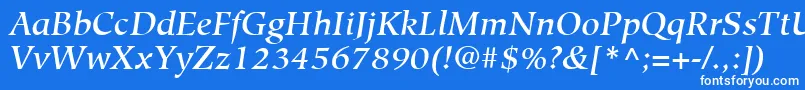 HiroshigeLtMediumItalic Font – White Fonts on Blue Background