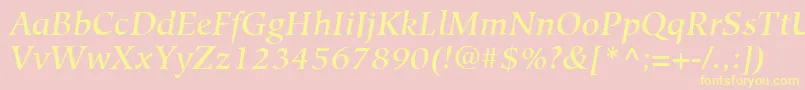 HiroshigeLtMediumItalic Font – Yellow Fonts on Pink Background