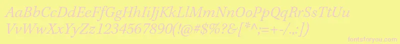 KeplerstdLightitcapt-Schriftart – Rosa Schriften auf gelbem Hintergrund