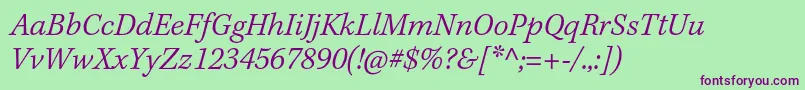KeplerstdLightitcapt Font – Purple Fonts on Green Background
