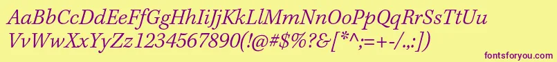 KeplerstdLightitcapt Font – Purple Fonts on Yellow Background
