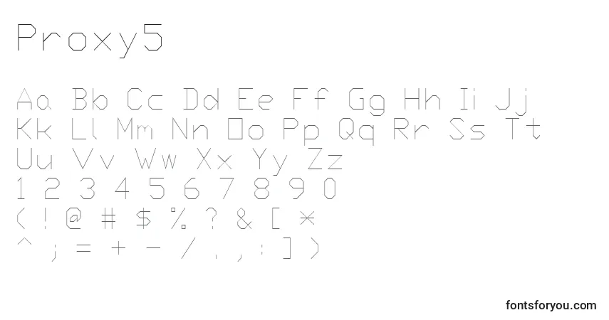 Czcionka Proxy5 – alfabet, cyfry, specjalne znaki