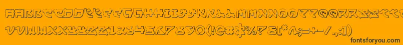 Yamamoto3D-Schriftart – Schwarze Schriften auf orangefarbenem Hintergrund