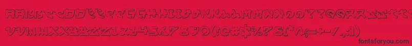 Yamamoto3D-fontti – mustat fontit punaisella taustalla