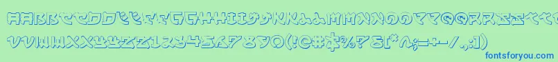 フォントYamamoto3D – 青い文字は緑の背景です。