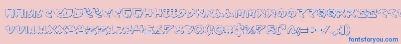 フォントYamamoto3D – ピンクの背景に青い文字