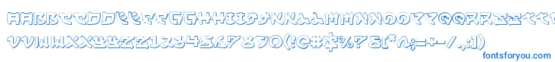 Yamamoto3D-Schriftart – Blaue Schriften auf weißem Hintergrund