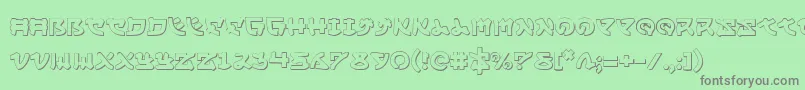 フォントYamamoto3D – 緑の背景に灰色の文字