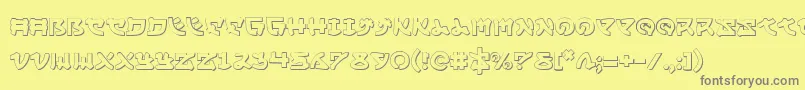 Yamamoto3D-fontti – harmaat kirjasimet keltaisella taustalla