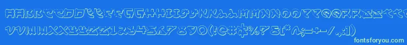 Yamamoto3D-fontti – vihreät fontit sinisellä taustalla