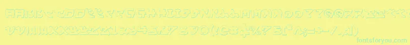 フォントYamamoto3D – 黄色い背景に緑の文字