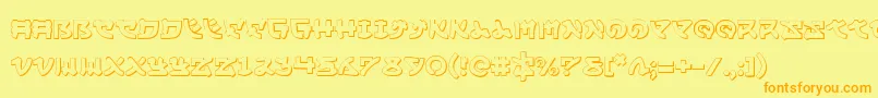 Yamamoto3D-Schriftart – Orangefarbene Schriften auf gelbem Hintergrund