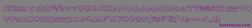 フォントYamamoto3D – 紫色のフォント、灰色の背景