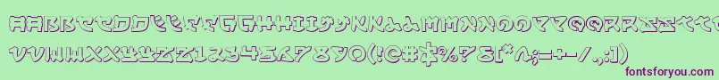 フォントYamamoto3D – 緑の背景に紫のフォント