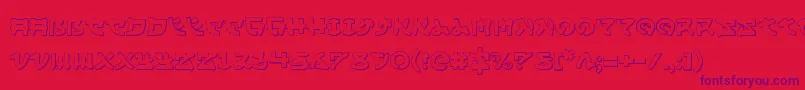 フォントYamamoto3D – 赤い背景に紫のフォント
