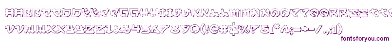 フォントYamamoto3D – 白い背景に紫のフォント