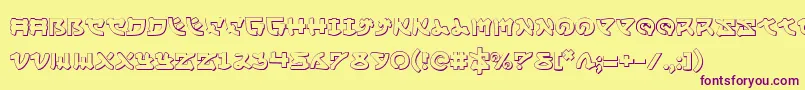 フォントYamamoto3D – 紫色のフォント、黄色の背景