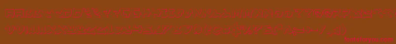 フォントYamamoto3D – 赤い文字が茶色の背景にあります。
