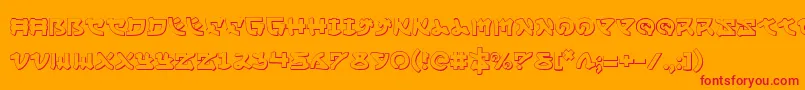 フォントYamamoto3D – オレンジの背景に赤い文字