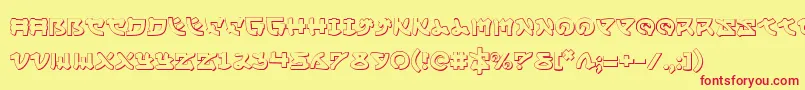 フォントYamamoto3D – 赤い文字の黄色い背景