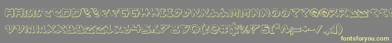 フォントYamamoto3D – 黄色のフォント、灰色の背景