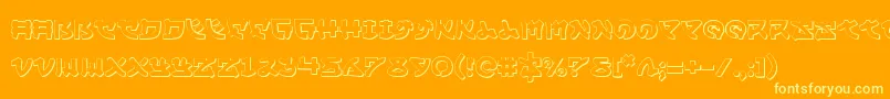 Yamamoto3D-Schriftart – Gelbe Schriften auf orangefarbenem Hintergrund