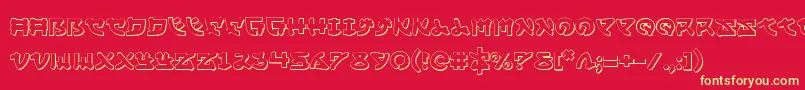 Yamamoto3D-fontti – keltaiset fontit punaisella taustalla