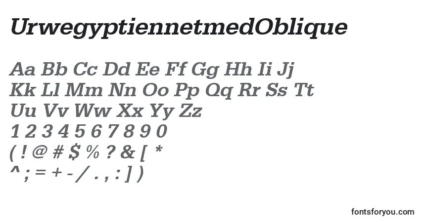 Шрифт UrwegyptiennetmedOblique – алфавит, цифры, специальные символы