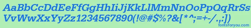 UrwegyptiennetmedOblique Font – Blue Fonts on Green Background