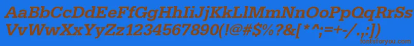 フォントUrwegyptiennetmedOblique – 茶色の文字が青い背景にあります。