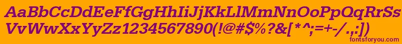 UrwegyptiennetmedOblique-Schriftart – Violette Schriften auf orangefarbenem Hintergrund