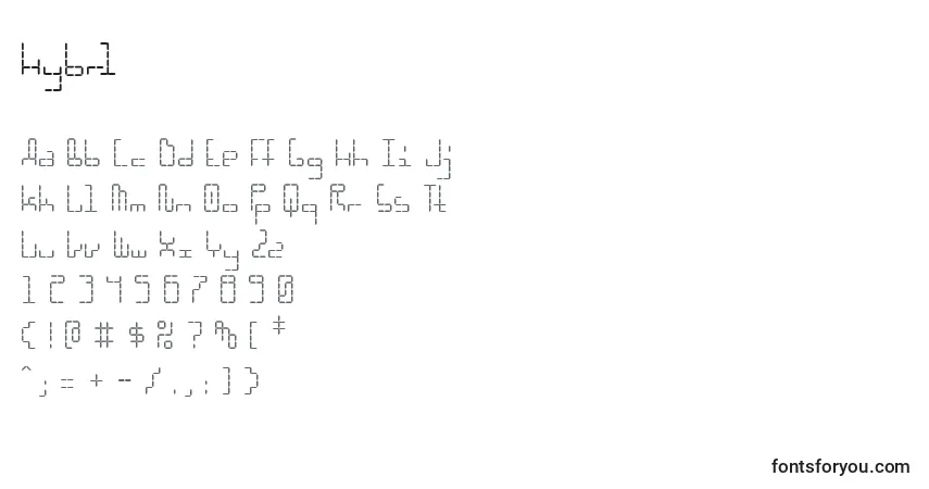 Schriftart Hybrl – Alphabet, Zahlen, spezielle Symbole