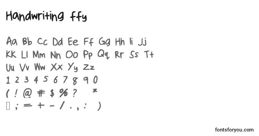 A fonte Handwriting ffy – alfabeto, números, caracteres especiais
