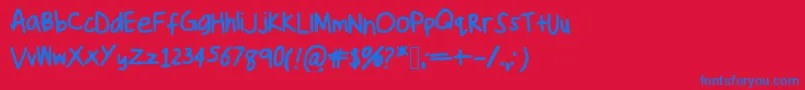 Handwriting ffy Font – Blue Fonts on Red Background