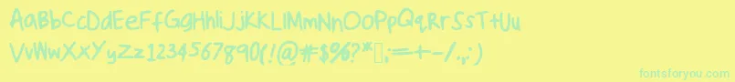 Fonte Handwriting ffy – fontes verdes em um fundo amarelo