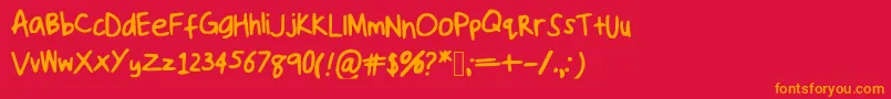 More about Handwriting ffy Font Handwriting ffy Font – Orange Fonts on Red Background