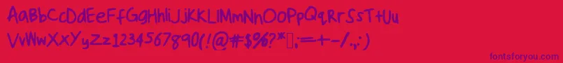 Handwriting ffy Font – Purple Fonts on Red Background