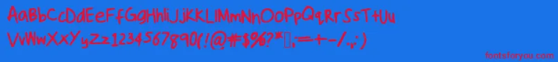Handwriting ffy Font – Red Fonts on Blue Background