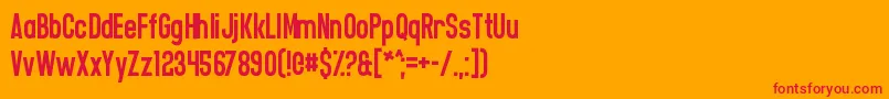 フォントCasualSoftcore – オレンジの背景に赤い文字