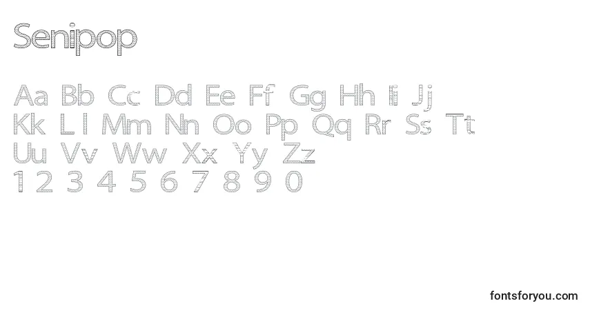 A fonte Senipop – alfabeto, números, caracteres especiais
