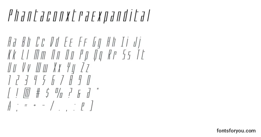 Шрифт Phantaconxtraexpandital – алфавит, цифры, специальные символы
