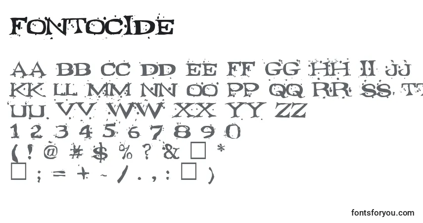 Schriftart Fontocide – Alphabet, Zahlen, spezielle Symbole