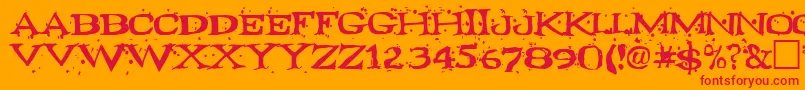 Fontocide-Schriftart – Rote Schriften auf orangefarbenem Hintergrund