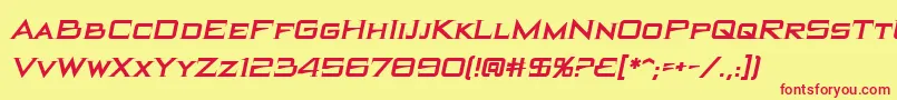 BlackholeBbItalic Font – Red Fonts on Yellow Background