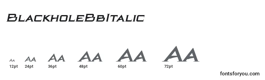 Размеры шрифта BlackholeBbItalic