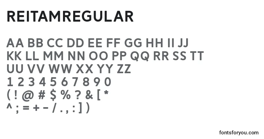 A fonte ReitamRegular – alfabeto, números, caracteres especiais